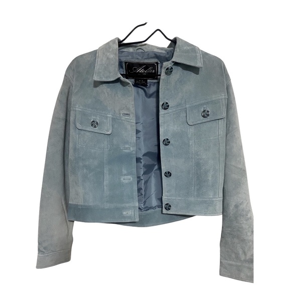 atelier Jackets & Coats Atelier Baby Blue Leather Jacket Poshmark
